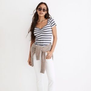 Madewell Ribbed Sweetheart Tee in Stripe - Madewell striped top